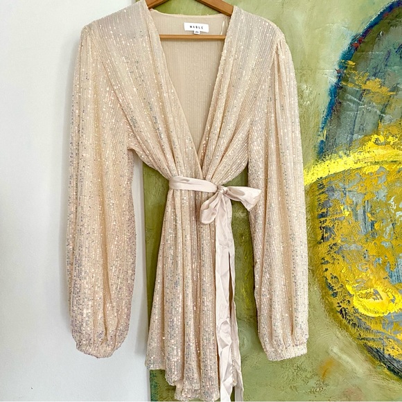 Wrap Sequin Mini Holiday Party Dress size Medium - Picture 4 of 6